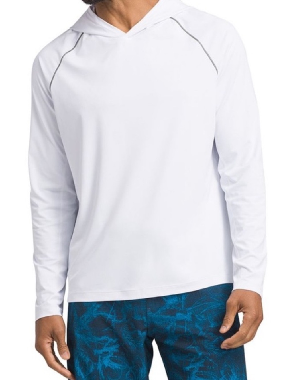 Men's White Long-Sleeve Swim Hoodie